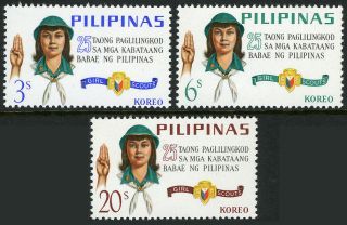 Philippines 947 - 949,  Mnh.  Philippine Girl Scouts,  25th Anniv.  1966