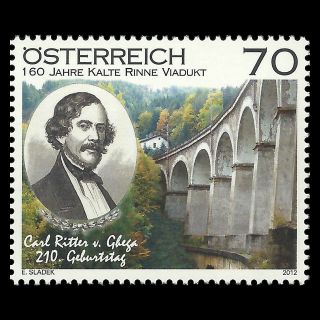 Austria 2012 - 200th Anniv.  Of The Birth Of Karl Ritter Trains - Sc 2354 Mnh