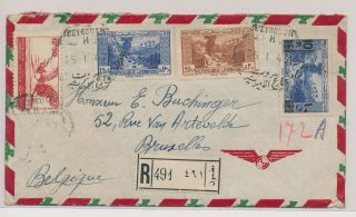 Lk52917 Lebanon 1947 Air Mail To Brussels Registered Cover