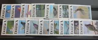 Dominica 1963 - 65 Sg1037 - 51 Qeii Birds Thematic Set To $10 Fine Mnh