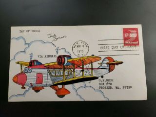 1973 Us Fdc Aviation C79 Airmail Hand Painted Jack Follows Cachet