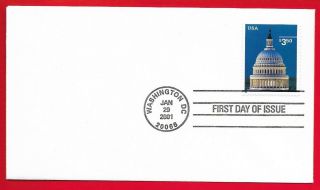 Us 2001 Unaddressed Fdc 3472 $3.  50 Capital Dome Issue