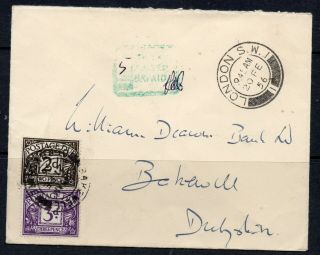 Gb Postage Due Stamps On Cover 2d And 3d Due Dated 1956
