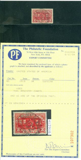 Us Q3 Parcel Post,  Philatelic Foundation Certificate,