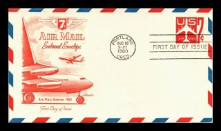 Dr Jim Stamps Us 7c Embossed Air Mail Fdc Postal Stationery Cover Artmaster
