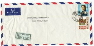 Hong Kong 1973 Tsuen Wan Registration Label & Postmark On Cover To Finland