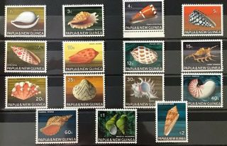 Papua Guinea - 1968 Definitive Set Of 15 Stamps,  Shells,  Sg 137 - 151,  Mnh