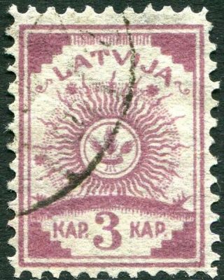 Latvia - 1919 3 K Lilac No Watermark Sg 6b Fine V30200