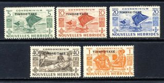 France Hebrides,  French Oceana 1953 Postage Dues J16 - 20 Mnh Complete 65.  00