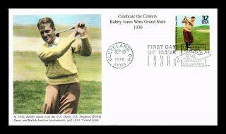 Dr Jim Stamps Us Bobby Jones Golf Grand Slam Celebrate Thirties First Day Cover