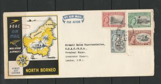 Boac/malayan Airways Ffc,  North Borneo/london ??,  1956 Set On,  Typed Address,  See