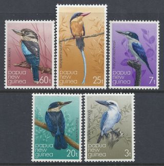 1981 Papua Guinea Kingfishers Set Of 5 Fine Muh/mnh