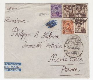 Egypt,  1953 Airmail Censored Cover,  Sidi Gaber To Monte Carlo,  Monaco.
