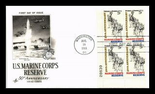 Dr Jim Stamps Us Marine Corps Reserve First Day Cover Plate Block Scott 1315