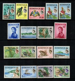 Dominica 1963/65 Qe2 Definitives To $2.  40 (17 Stamps) - Sg 162 To 177 - Fm