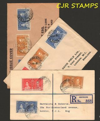 Northern Rhodesia 1937 Coronation Covers (x3) - Mailed To England