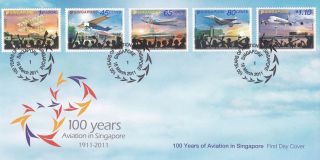 Singapore - 2011 - Fdc: 100 Years Of Aviation In Singapore.  5v