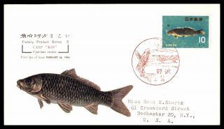 Fishery Product Series Carp Koi 1966 Ncc Cachet On Unsealed Fdc With Insert