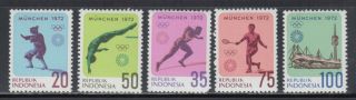 Indonesia Scott 823 - 827 Vf Mnh 1972 Olympic Games,  Munich Commemorative Set