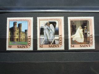 St Lucia Stamps Set Of 3 1982 Princess Of Wales 21st Birthday Un/m/mint