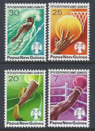1975 Papua Guinea 5th South Pacific Games Fine Set Of 4 Mnh/muh