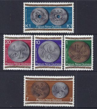 1975 Papua Guinea Coinage Fine Set Of 5 Mnh/muh