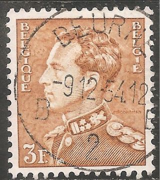 Belgium Stamp - Scott 304/a84 3fr Yellow Brown Canc/lh 1951