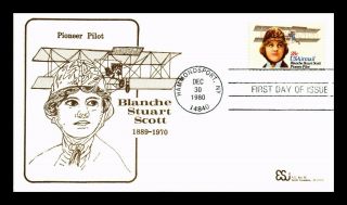 Dr Jim Stamps Us Pioneer Pilot Blanche Stuart Scott Air Mail Fdc Cover C99