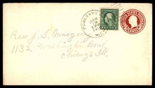 Mayfairstamps Us 1918 Michigan Fowlerville To Chicago Il Uprated Cover Wwb51735