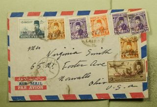 Dr Who 1952 Egypt Cairo Airmail To Usa Ovpt E47456