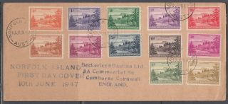 Norfolk Island Scott 1 - 12 Fdc - 1947 Definitive Issue
