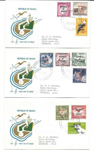 Nauru 1968 “republic Of Nauru” Fdcs (x4),  Stamps 14,  Complete Set