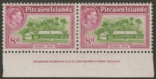 Pitcairn Islands 1951 Kgvi 8d Ol - Green,  Magenta Imprint Pair Sg6a Cat £48