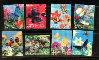 Mnh Insect & Butterfly Topical Stamps Bhutan 3 - D