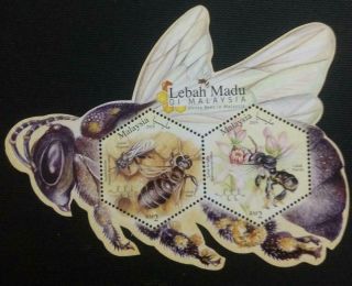 Malaysia 2019 Unusual Die Cut Stamp M/s Honey Bees Of Malaysia.  Mnh