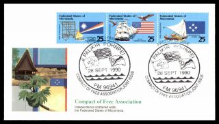 Mayfairstamps Us Fdc 1990 Compact Of Association Trio Micronesia Fleetwood