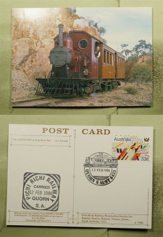 Dr Who 1986 Australia Pichi Richi Railway Special Cancel Train Postcard E71460