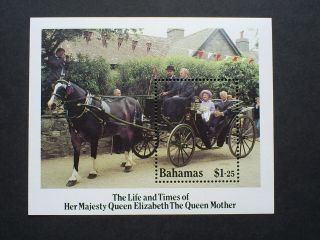 Bahamas Stamp Mini Souvenir Sheet The Life & Times Of The Queen Mother.  1985.