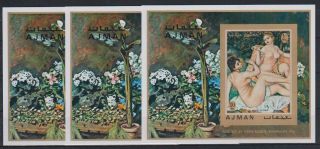 W312.  3x Ajman - Mnh - Art - Paintings - Renoir - Imperf