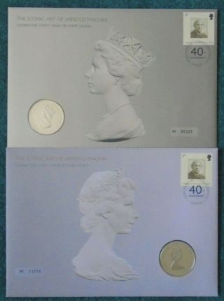 Gb 2 Coin Covers - Arnold Machin,  With Medallions 2007 Vgc