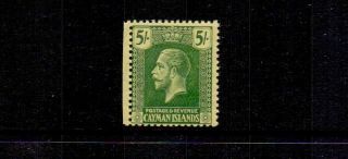 Cayman Is.  1921 Gv 5/ - Marginal Yellow - Green/pale Yellow Sg64 Mnh Cat £16