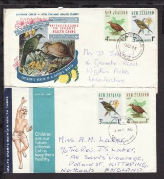 Zealand 1966 Health Birds X 2 Different Illustrated First Day Cover (l321)