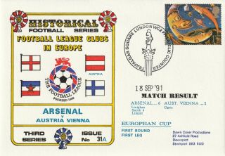 18 September 1991 Arsenal V Austria Vienna European Cup Dawn Football Cover