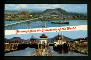 US Postal History Canal Zone C36 Postcard Bridge Airmail 1965 Cristobal to PA 2
