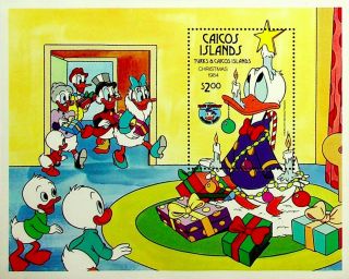 Caicos Islands 1984 Christmas Disney Donald Duck Sheet