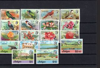 Antigua - Barbuda Difinitives Birds Flowers 1/2 - 10$ Mnh 084
