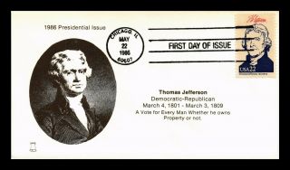 Dr Jim Stamps Us President Thomas Jefferson Fdc Bell Cachet Cover Chicago