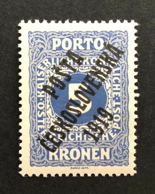 Czechoslovakia 1919,  Stamp Overprint,  Porto,  Mh,  Signed By Expert Stupka