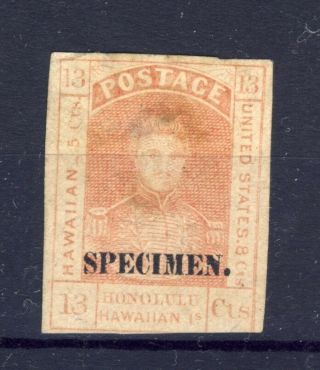 Hawaii Stamp 11s - 13c Rose Specimen In Black Ng Cat.  Value = $250.  ?