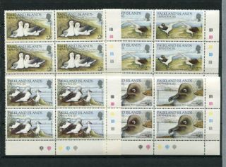 Falkland Islands 1985 Birds Albatross Mnh Marginal Set Blocks X4 16 Stamps